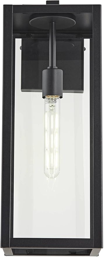 John Timberland Titan Modern Industrial Outdoor Wall Light Fixture Mystic Black Metal 20" Clear Glass Damp Rated for Exterior House Porch Patio Outside Deck Garage Yard Front Door Garden Home