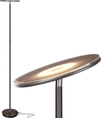 Brightech Sky Flux Dimmable LED Floor Lamp – Super Bright Floor Lamp with 3 Light Modes for Living Room, Office – Torchiere Standing Touch-Lamp, Tall Torch Lamp for Bedroom & Reading - Bronze