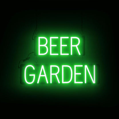SpellBrite BEER GARDEN Sign | Location-Related Sign with Neon Look, Green LED Light Source | 24.6" x 15.0"