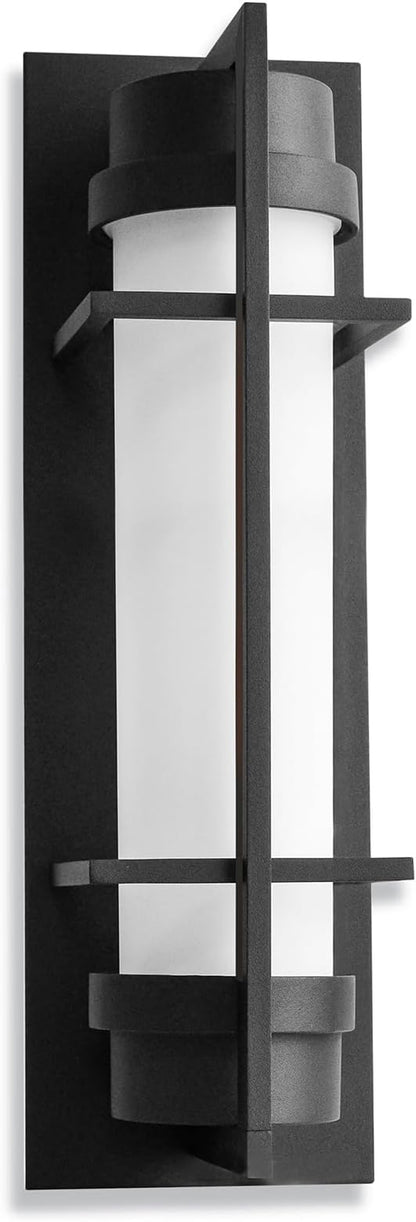 ALVIME Outdoor Wall Sconce, 15 inch Matte Black Exterior Lighting Fixtures, Waterproof Modern Outdoor Wall Light, Outside Sconce Lights for House, Entryway, Patio, Garage, E26 Base&Etched Opal Glass