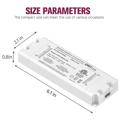 EMITEVER Triac Dimmable Driver,2 Packs 25W Power Supply,AC 120V to DC 24V Transformer,Compatible with Lutron and Leviton Dimmers,for LED Lighting,Class 2,ETL Certified