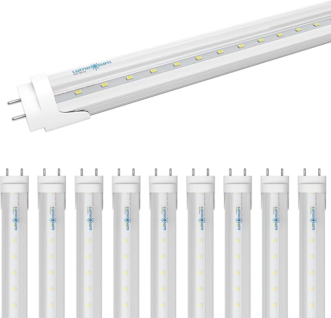 T8 LED Tube Light Bulbs 4 Foot 20W 40W Equivalent, 5000K Daylight 2000LM, T8 T10 T12 Fluorescent Replacement, Dual-end Powered Ballast Bypass, Clear Cover ETL Listed for Shop, 10-Pack