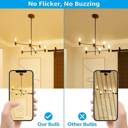 Leools Tubular LED Bulb Dimmable 4W Equal Soft White 3000K T6 E12 Candelabra Bulb 40 watt for Chandeliers,Ceiling Fan,Pendant,Wall sconces AC120V 90+CRI 400LM e12 Light Bulb 6Pack