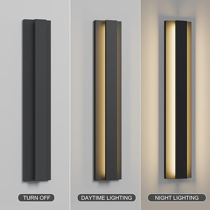 LamQee 31.5 Inch Long Outdoor Wall Lights Modern Exterior Lighting Fixtures, 3000K 24W LED Linear Outdoor Wall Sconce, Contemporary Matte Black Outside Wall Mount Lights for House Garage Porch Patio