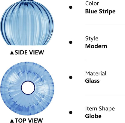 Clear Glass Shade,Replacement Globe & Cover for Lighting Fixture, 8" Diameter, Replacement with 1.65 Inch Fitter for Wall Lamps Chandeliers or Ceiling Light (1, 8Inch - Blue Glass)