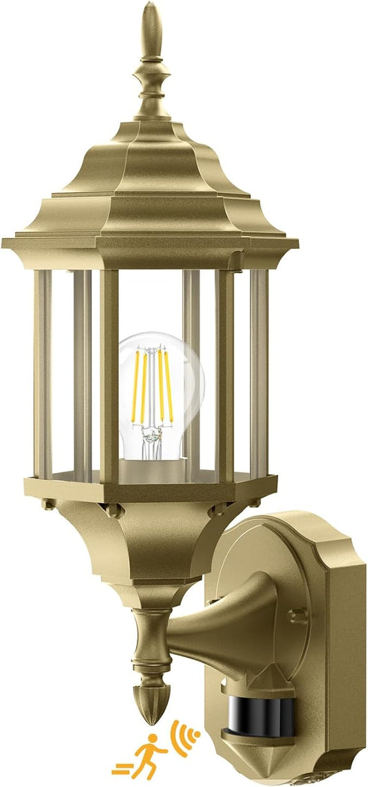 Redluck Motion Sensor Outdoor Lights, 16 inch Dusk to Dawn Outside Porch Lights, Waterproof Anti-Rust Aluminum Outdoor Wall Lights Exterior Lighting Fixtures for House, Garage, Front Door, Gold