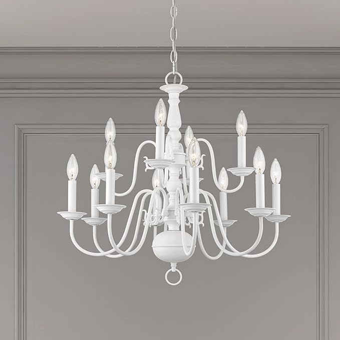 Livex Lighting 5012-03 Williamsburgh 12 Light White Chandelier