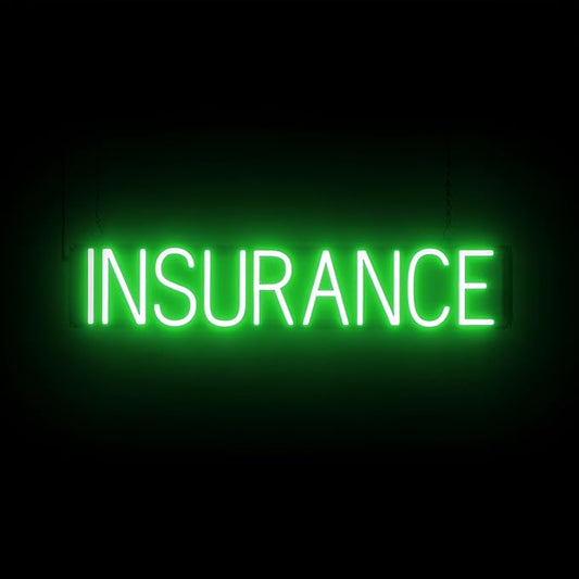 SpellBrite INSURANCE Sign | Neon Insurance Sign Look, Green LED Light Source | 32.9" x 6.3"