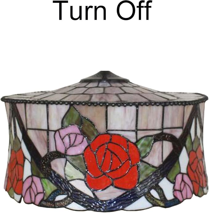 18 Inch Lamp Shade Replacement, Only Tiffany Stained Glass Lamp Chimney Straw Hat Floral Design, Baroque Rose Sunflower Orange Green Beige Fit for Table Lamp Pendant Light Floor Lamp,E