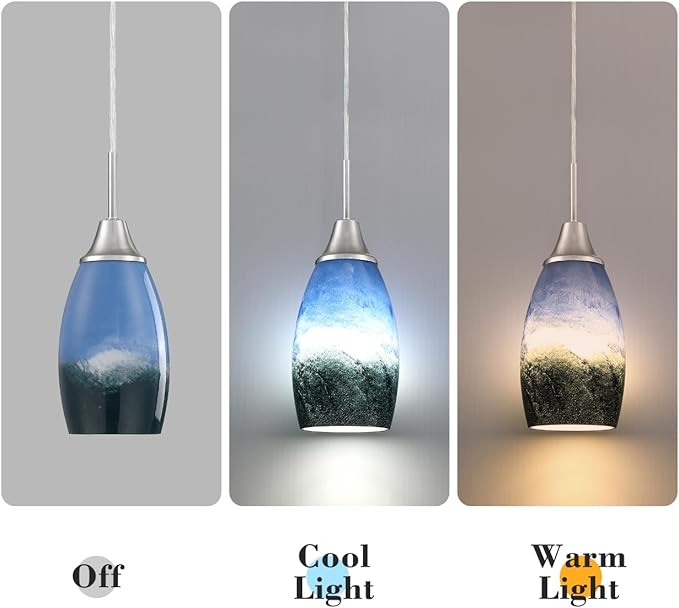Mini Glass Pendant Light 1-Pack with Handblown Blue White Marble Art Oval Glass Lamp Ceiling Hanging Light, for Dining Room,Kitchen,Foyer,Hallway 4.72"