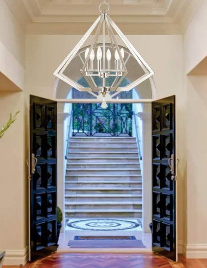 Livex Lighting 50666-35 Diamond 6 Light Chandelier, Polished Nickel