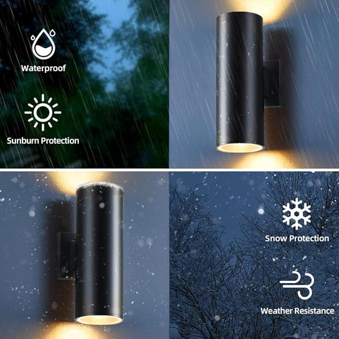 SHIMR Modern Outdoor Wall Lights Color Changing, RGBCW Smart Outdoor Lights Ambiance Sconce with Remote Control, Black Aluminum Exterior Lighting Fixtures Up and Down Lights [ETL Listed]