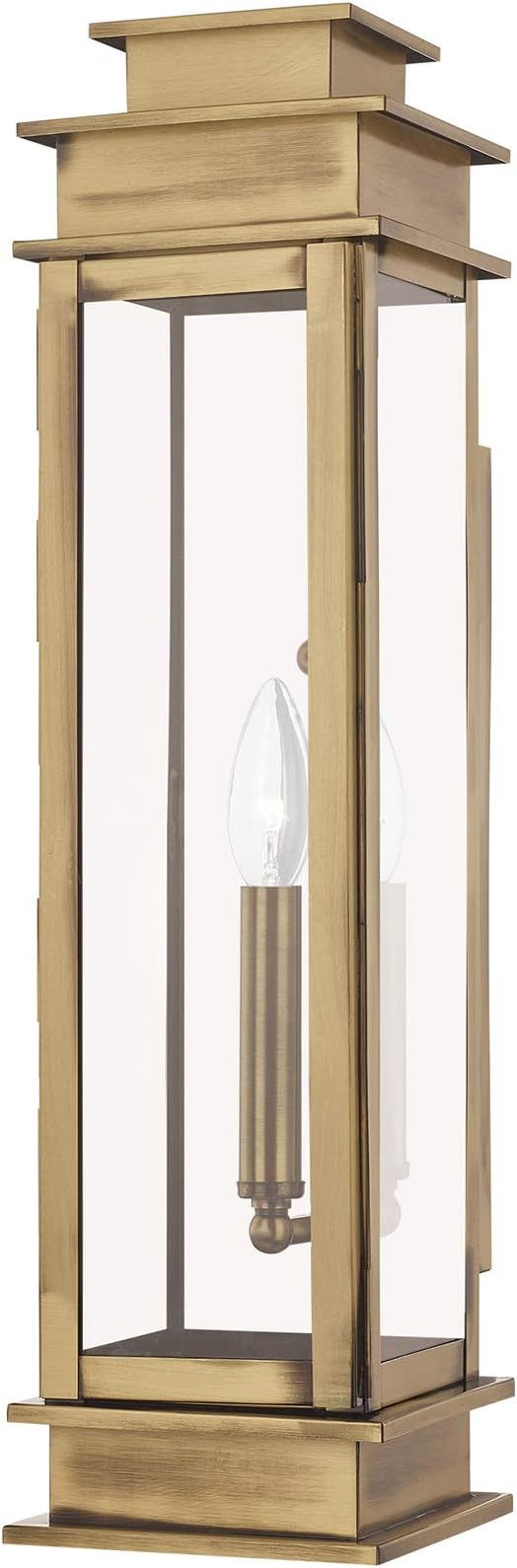 Livex 20207-01 Transitional One Light Outdoor Wall Lantern from Princeton Collection Finish, Antique Brass