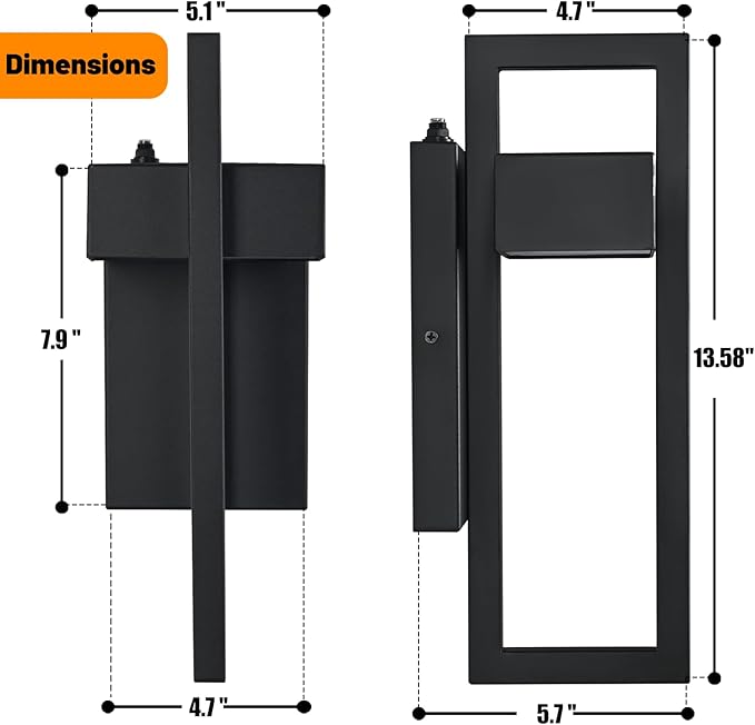LED Outdoor Wall Lights Dusk to Dawn Outdoor Lighting, Modern Exterior Lighting Fixture Matte Black Outdoor Wall Sconce 3000K Integrated Outside Wall Mount Lights for Porch Garage