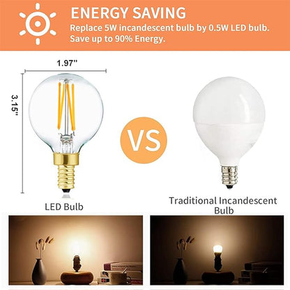 XININSUN E12 G16.5 Light Bulb,40 Watt Candelabra Light Bulb, Dimmable Warm White 2700K 400lm G50 4w Led Globe Bulbs Vintage LED Filament Edison Candle Bulb with Decorative,6Pack