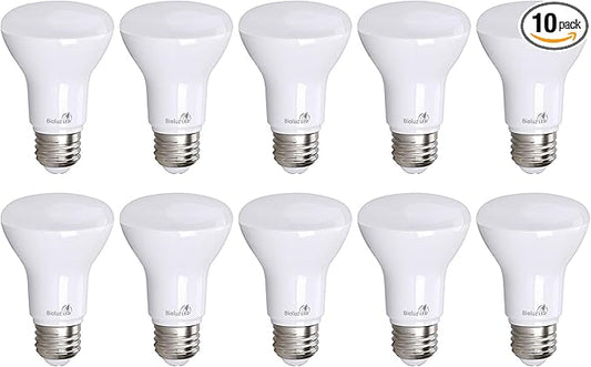Bioluz LED Light Bulb BR20 Light Bulbs 3000K Bright Soft White LED Bulbs 6W=50W Replacement 90 CRI 540 Lumen Indoor/Outdoor UL Listed CEC Title 20 Compliant Home Decor LED Lights for Bedroom - 10 Pack