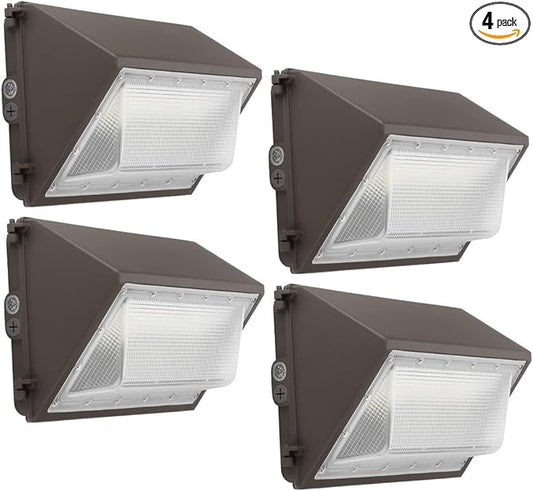 kadision 60W LED Wall Pack Light with Photocell, 7800lm 5000K Daylight 100-277V, Waterproof Dusk-to-Dawn Outdoor Lighting Fixture, ETL Listed (4 Pack)