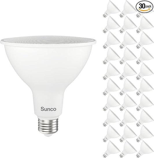Sunco 30 Pack Outdoor Flood Light Bulbs, PAR38 LED Flood Lights Waterproof, 1800 LM, 15W (150W Equivalent), 5000K Daylight, Dimmable, E26 Base, Wet Rated UL