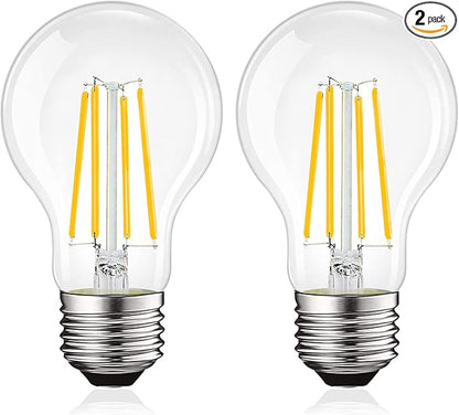 LUXRITE Vintage A19 LED Light Bulbs 100 Watt Equivalent, 1600 Lumens, 3000K Soft White, Dimmable Edison Light Bulbs, 12W, Damp Rated, UL Listed, Clear Glass Filament Bulb, E26 Medium Base (2 Pack)