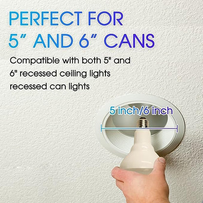 Energetic [Energy Star & CRI 90] 72 Pack LED Flood Light Bulbs BR30, 65W Equivalent, Dimmable, 5000K Daylight, 750lm, Indoor Flood Lights for Recessed Cans, UL Listed