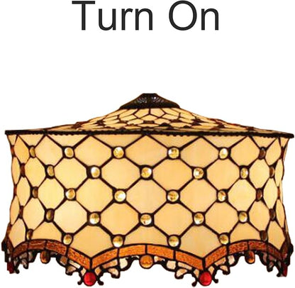 18 Inch Lamp Shade Replacement, Only Tiffany Style Stained Glass Lamp Chimney Straw Hat Floral Design, Baroque Rose Sunflower Orange Green Beige Fit for Table Lamp Pendant Light Floor Lamp,F