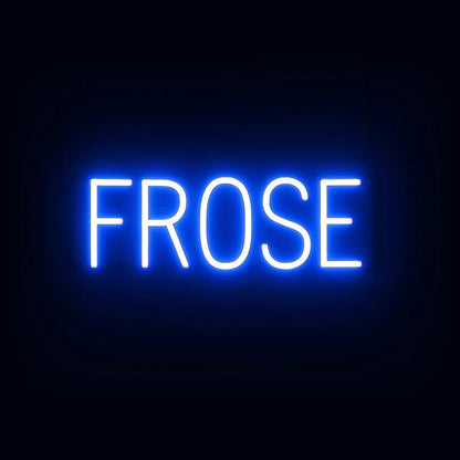 SpellBrite FROSE Sign | Wine-Related Sign with Neon Look, Blue LED Light Source | 19.8" x 6.3"
