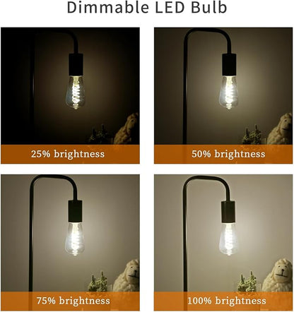 8 PCS Dimmable Vintage LED Edison Bulbs, 6W Equivalent 60 Watt, Natural White 4000K, Antique Flexible Spiral LED Filament Light Bulb, ST58 (ST19), 600 Lumens, E26 Base, Clear Plastic