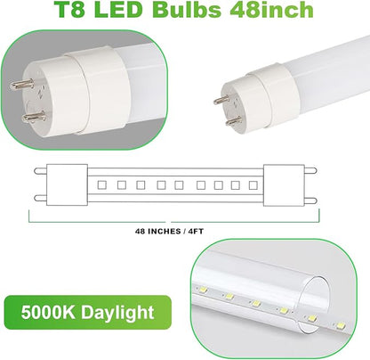 25-Pack T8 LED Tube Lights 4FT, 18W LED Bulbs 4 Foot Ballast Bypass, 5000K Daylight, Type B, G13, F32T8 Replacement for Fluorescent, Frosted