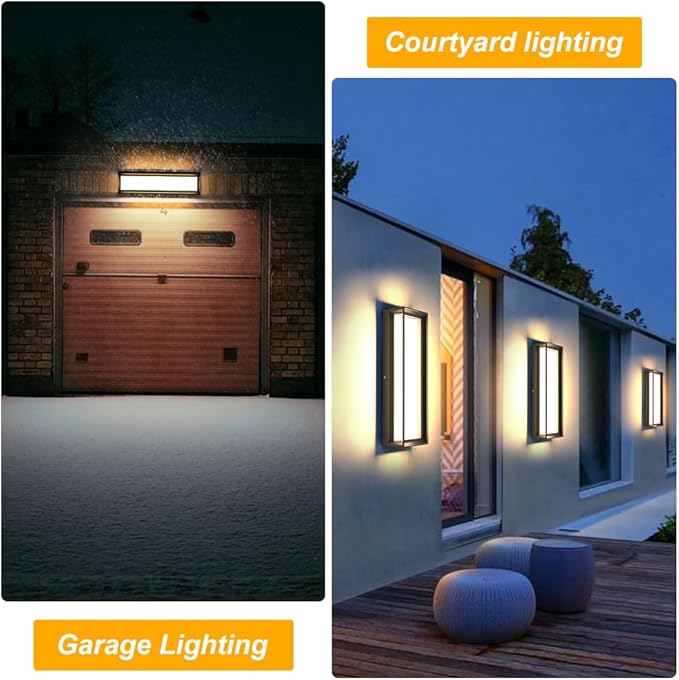 LED Outdoor Wall Lights,Dimmable Exterior Wall Sconce 16",3000K / 4000K / 6000K,IP65 Waterproof,c Black Outside Light for Porch,Garage,Entrance,Hallway,Patio,Garden,House