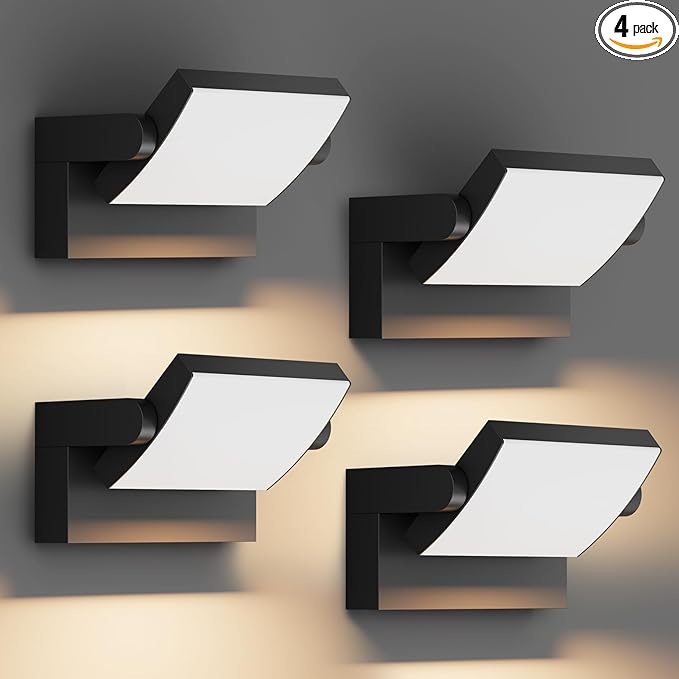 4 Packs Modern Outdoor Lights, 40W Black LED Exterior Light Fixtures, 3000K Outdoor Wall Sconces, IP65 Waterproof Porch Lights for House
