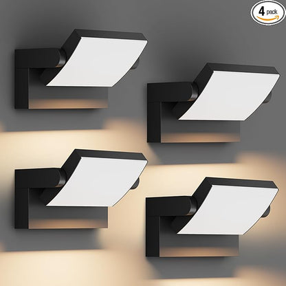 4 Packs Modern Outdoor Lights, 40W Black LED Exterior Light Fixtures, 3000K Outdoor Wall Sconces, IP65 Waterproof Porch Lights for House
