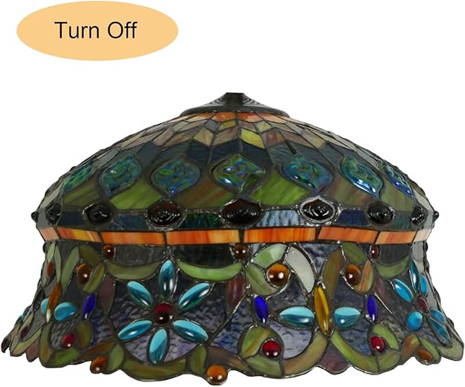 18 Inch Lamp Shade Replacement, Only Tiffany Style Stained Glass Lamp Chimney Straw Hat Floral Design, Baroque Rose Sunflower Orange Green Beige Fit for Table Lamp Pendant Light Floor Lamp,D