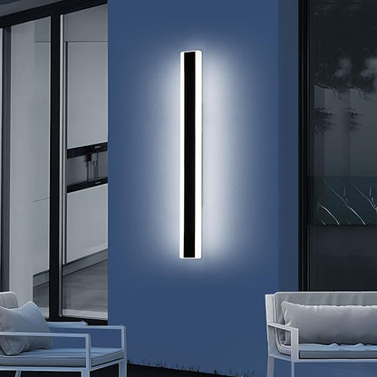 39.3inch Modern Outdoor Wall Light, Black Outside LED Long Wall Sconce, 6000K Cold White, 36W, IP65 Waterproof, Wall Mount Linear Exterior Lighting Fixture for House, Garage, Porch, Garden