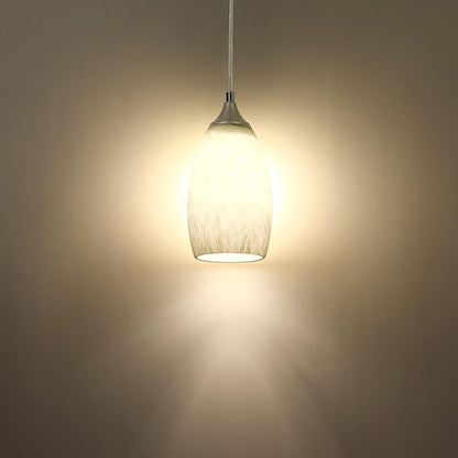 3 Pack 4.65 Inch Handblow Art Off White Glass Lamp Shade Pendant Ceiling Chandelier Wall Sconce Light Replacement Oval Glass Shade Fixture