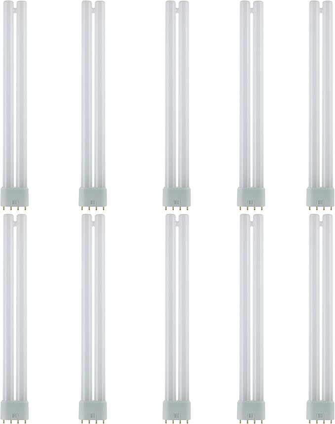 Sunlite FT24DL/841/10PK Compact Fluorescent 24W Twin Tube Light Bulbs, 4100K Cool White Light, 2G11 Base, 10 Pack