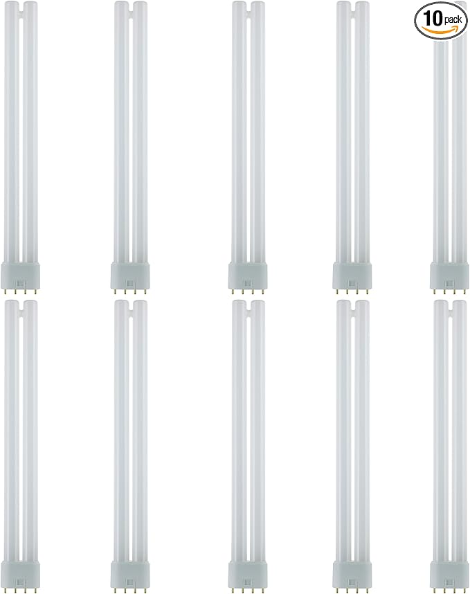 Sunlite FT24DL/830 Plug-in Twin Tube Compact Fluorescent Lamp, FT 4-Pin, 24 Watts, 1800 Lumens, 3000K Warm White, 4-Pin (2G11) Base, 120 Volts, 10 Pack