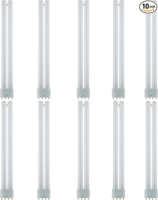 Sunlite FT24DL/830 Plug-in Twin Tube Compact Fluorescent Lamp, FT 4-Pin, 24 Watts, 1800 Lumens, 3000K Warm White, 4-Pin (2G11) Base, 120 Volts, 10 Pack