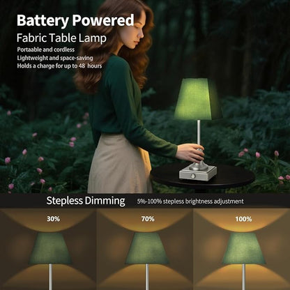 Rechargeable LED Table Lamps with Stepless Touch Control,Sliver Cordless Lamp for Living Room&Bedside&Patio&Shower,Small Desk Lamp(6000mAH Battery),2 Pack for Home Decor,Best Gifts for Family
