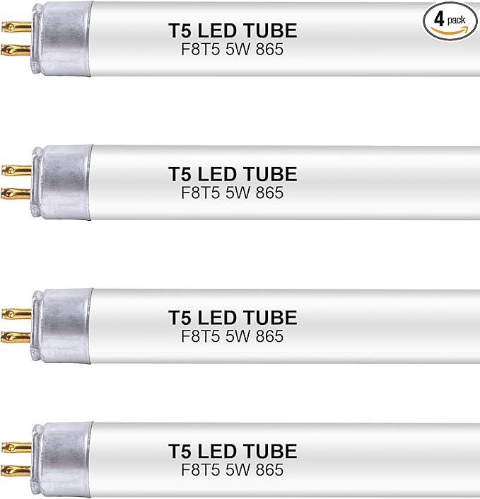 12 Inch F8T5/DL LED Replacement Bulbs, 6500K Daylight, T5 LED 5 Watts Replace Fluorescent Bulb with LED, Replacement Tube for Counter and Cabinet Fixture, 4 Pack