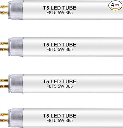 12 Inch F8T5/DL LED Replacement Bulbs, 6500K Daylight, T5 LED 5 Watts Replace Fluorescent Bulb with LED, Replacement Tube for Counter and Cabinet Fixture, 4 Pack