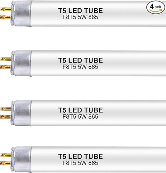 12 Inch F8T5/DL LED Replacement Bulbs, 6500K Daylight, T5 LED 5 Watts Replace Fluorescent Bulb with LED, Replacement Tube for Counter and Cabinet Fixture, 4 Pack
