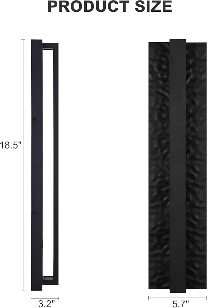 LamQee 18.5" Long Outdoor Modern LED Wall Light 3000K 1200LM, Hammered Wrought Iron and Aluminum, Linear Exterior Lighting Fixtures Wall Mount Waterproof Outside Sconce for House Porch Patio Garage