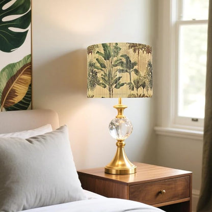 Floral Bamboo Lampshade With Tropical Plants Bamboo Made, Suitable For Floor Lamps And Desk Lamps, Art deco, Rustic And Elegant, Groovy Unique(11.8 * 9Inch) (Tropical Tree B)