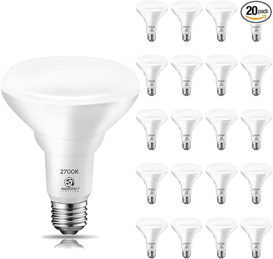 Energetic 20 Pack 65W BR30 LED Recessed Light Bulb, Dimmable, 650 Lumens, Soft White 2700K, E26 Base, Indoor Flood Light for 5/6 Inches Cans