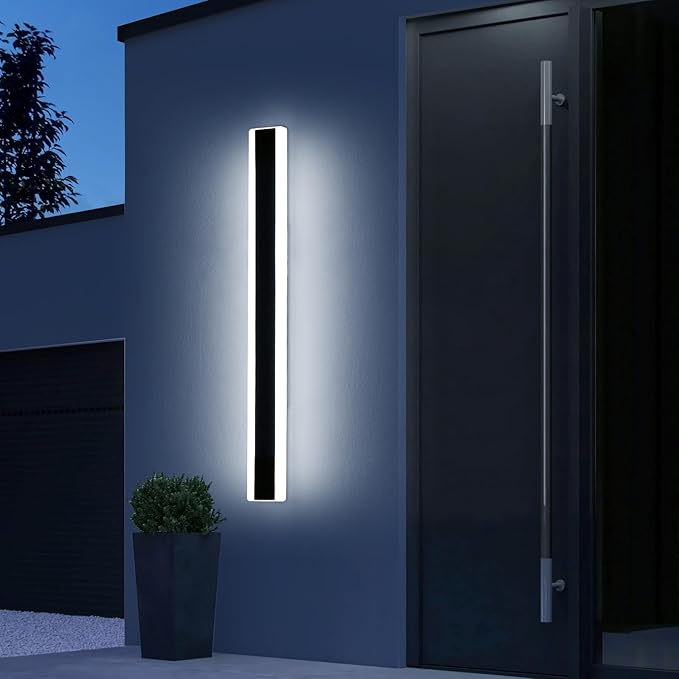 39.3inch Modern Outdoor Wall Light, Black Outside LED Long Wall Sconce, 6000K Cold White, 36W, IP65 Waterproof, Wall Mount Linear Exterior Lighting Fixture for House, Garage, Porch, Garden