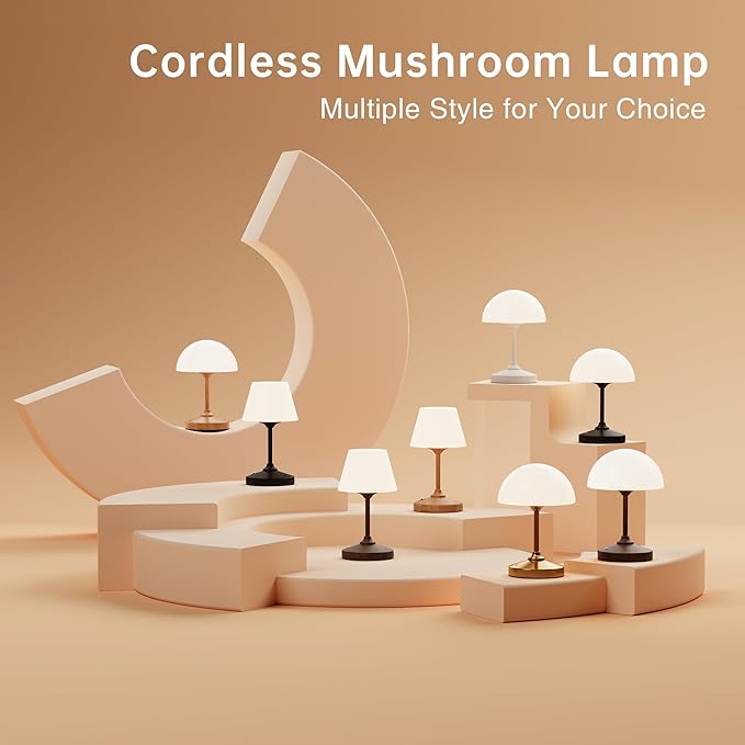 Table Lamp Cordless Lamp,Outdoor Waterproof Shower Lamps,5000mAh Rechargeble Battery Operated Lamp Dimmable Touch Desk Lamps,LED Night Light for Bathroom Patio Camping Restaurant Home(Walnut)