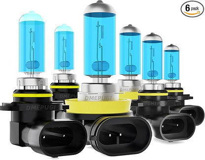 Headlight Bulbs Compatible With Toyota 4Runner 2006-2009, 9005 High Beam + H11 Low Beam + 9006 Fog Lights Halogen Light Bulb,6000K White,Plug N Play,Pack of 6