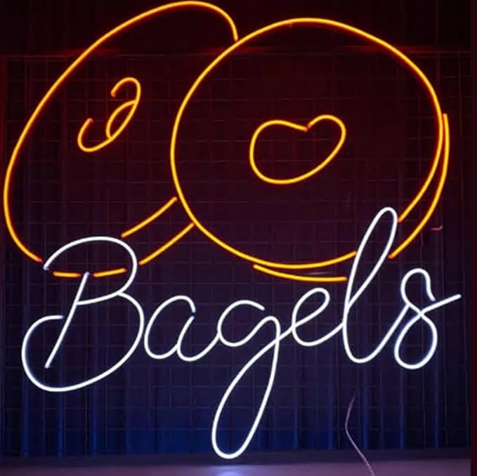 Bagels Neon Sign, 20inches Opening Bagel Shop Led Sign, Bagel Store Wall Decor, Bagel Bread Shop Wall Art, Bagel Lover Gifts
