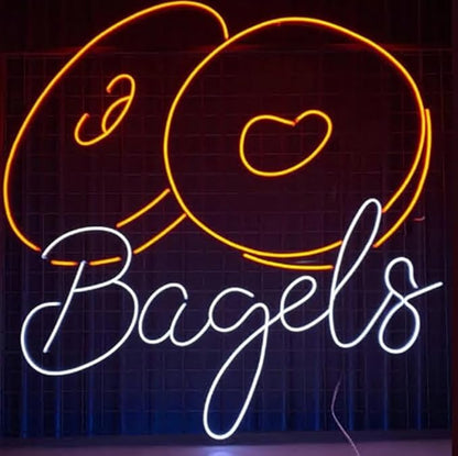Bagels Neon Sign, 20inches Opening Bagel Shop Led Sign, Bagel Store Wall Decor, Bagel Bread Shop Wall Art, Bagel Lover Gifts