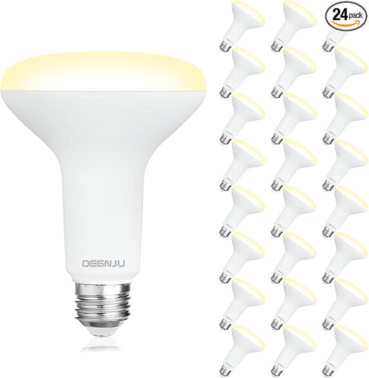 24 Pack Indoor Flood Light Bulbs, BR30 LED Bulb 7W Equivalent 65W, Dimmable Recessed Light Bulbs, 650LM 2700K Soft White 15000 Lifetime LED Can Light Bulb, Interior Home E26 Base